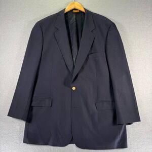 Brooks Brothers Brooksease Blazer Men 46L Blue Sports Coat Gold Button Business